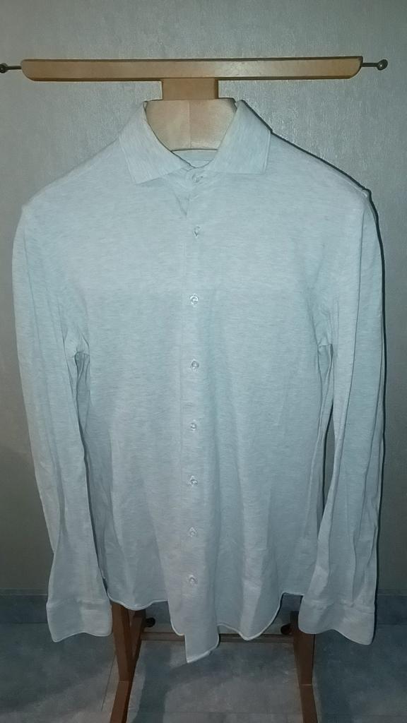 Profuomo overhemd piqué stof maat 39 grijs 100% katoen, Verzenden, Halswijdte 39/40 (M), Profuomo, Grijs