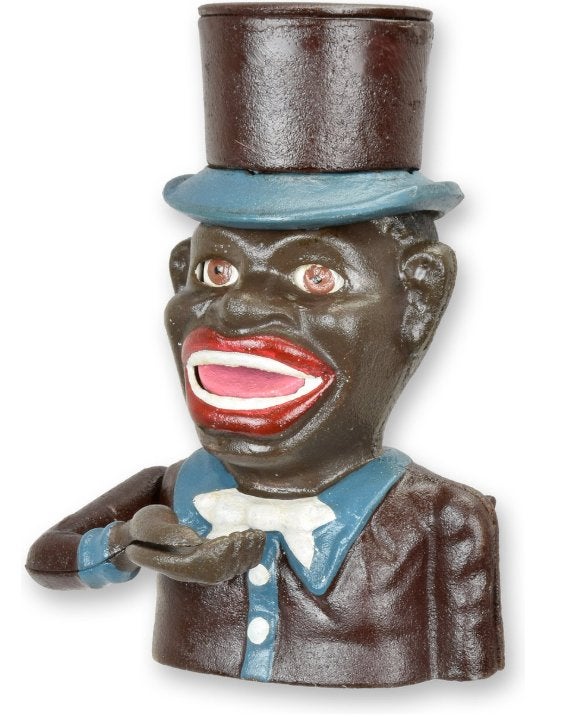 Gietijzer Jolly Boy Bank JE Stevens Bell Boy PAT 455 1896, Ophalen of Verzenden