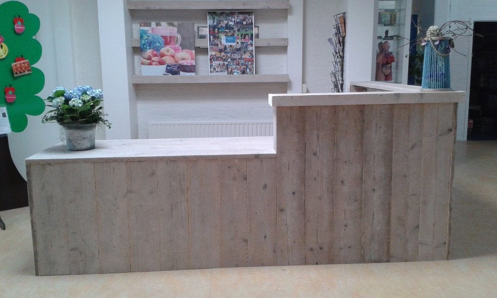 Unieke receptiebalie, toonbank van steigerhout in elke maat, Ophalen, Nieuw, 50 tot 75 cm, 200 cm of meer