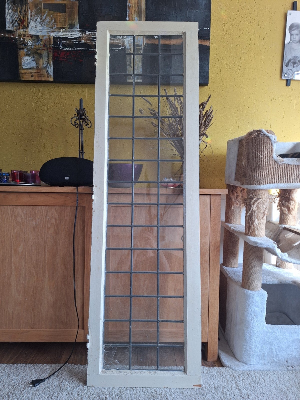 Glas in lood raam 165  49 cm, Ophalen, Gevelraam of Ruit, Gebruikt, Minder dan 80 cm