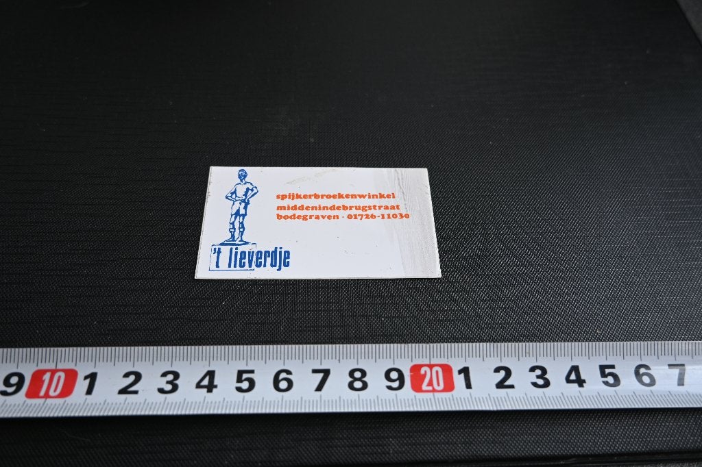 sticker Bodegraven 't Lieverdje spijkerbroekenwinkel, Ophalen, Zo goed als nieuw