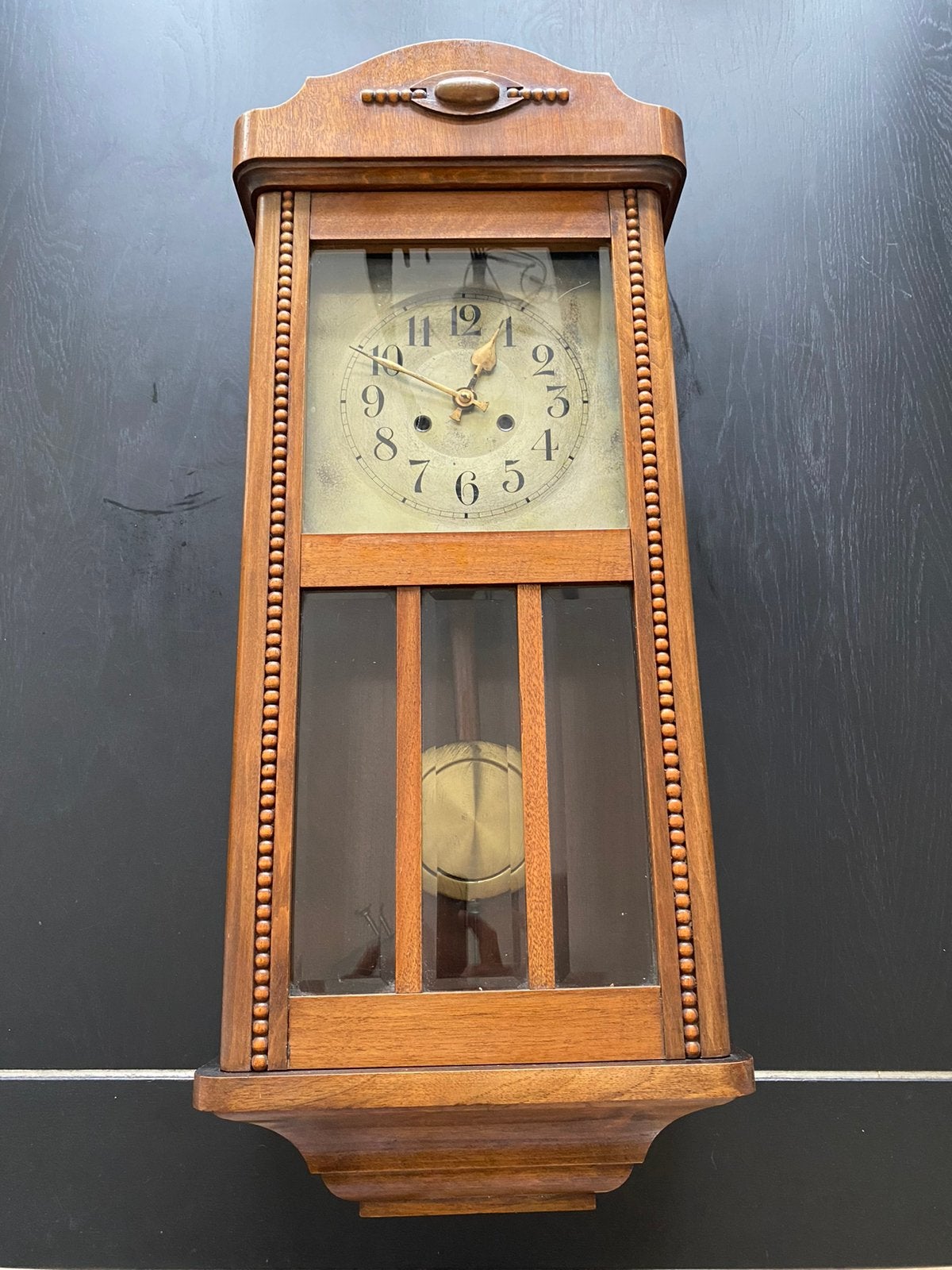 Oude bakregulateur donker eiken., Antiek en Kunst, Antiek | Klokken, Ophalen