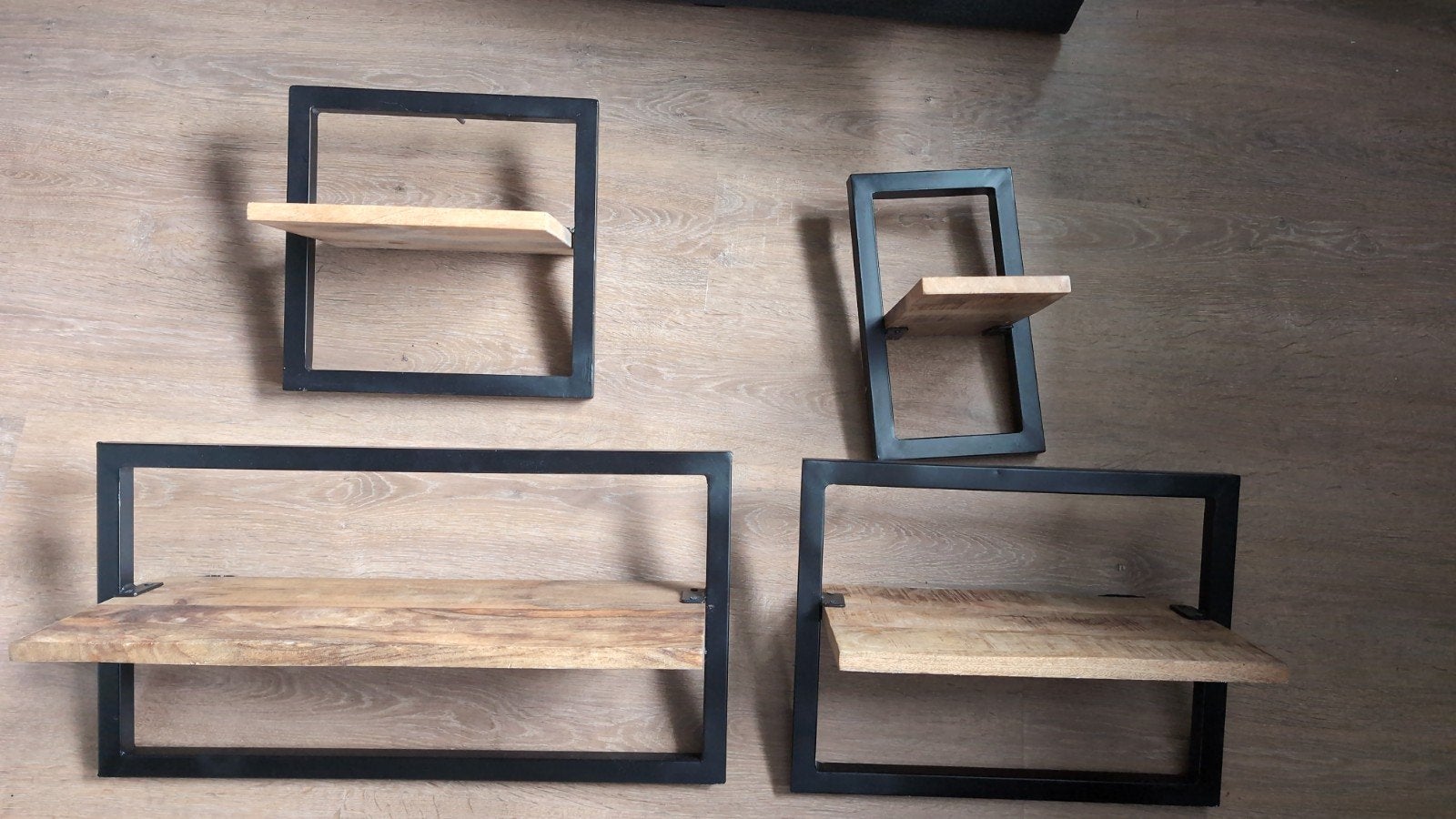 wanddecoratie metaal/mangohout, Huis en Inrichting, Ophalen