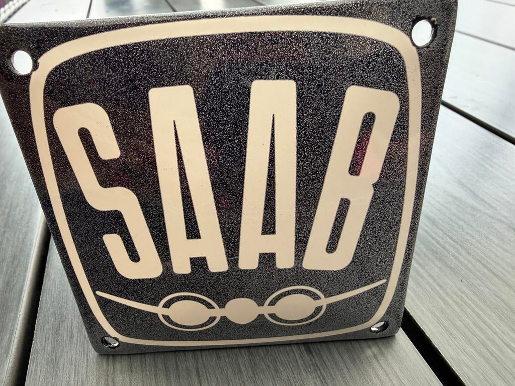 Saab emaille bordje, Verzamelen, Reclamebord, I, Ophalen of Verzenden, Zo goed als nieuw