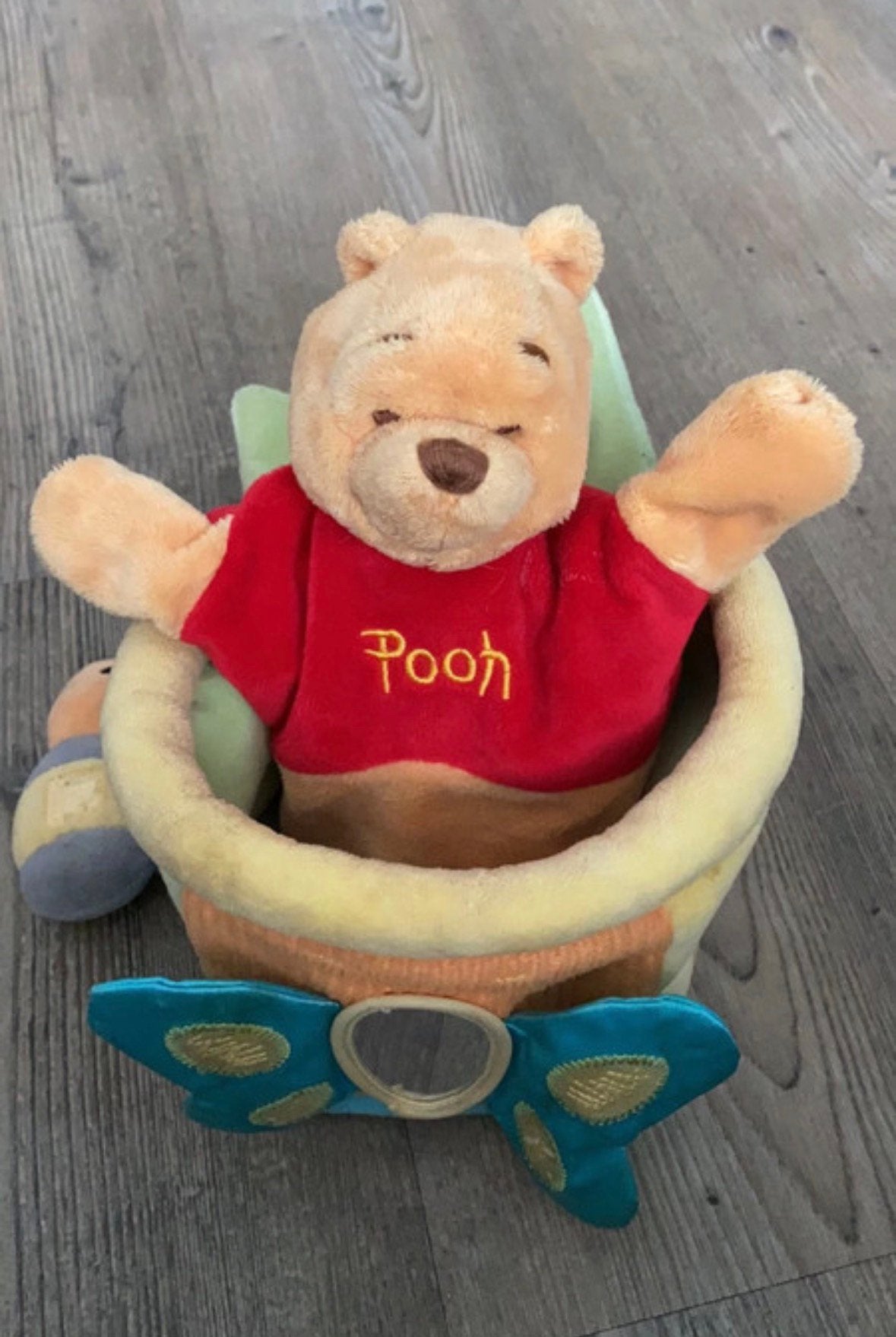 Winnie de Poeh Knuffel in Mandje - Zo Goed als Nieuw, Disney, Beer, Ophalen of Verzenden, Zo goed als nieuw