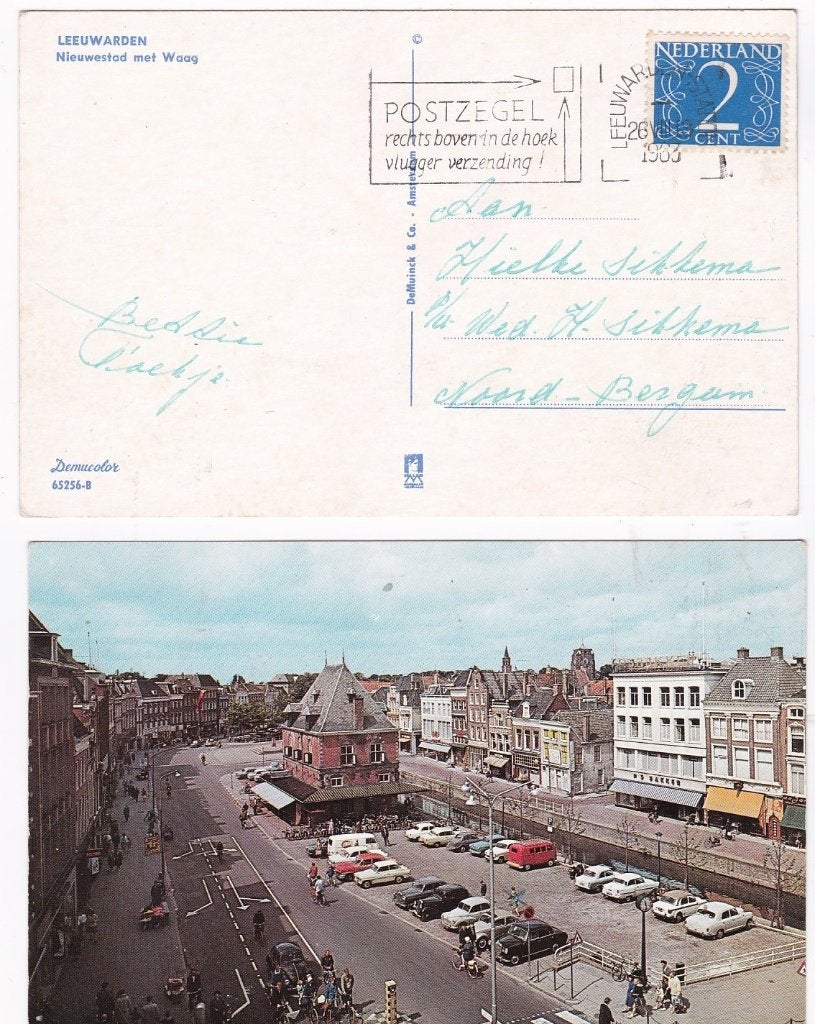 Leeuwarden Nieuwestad met waag 1963 - veel oude auto's -, Ophalen, 1940 tot 1960, Gelopen, Friesland