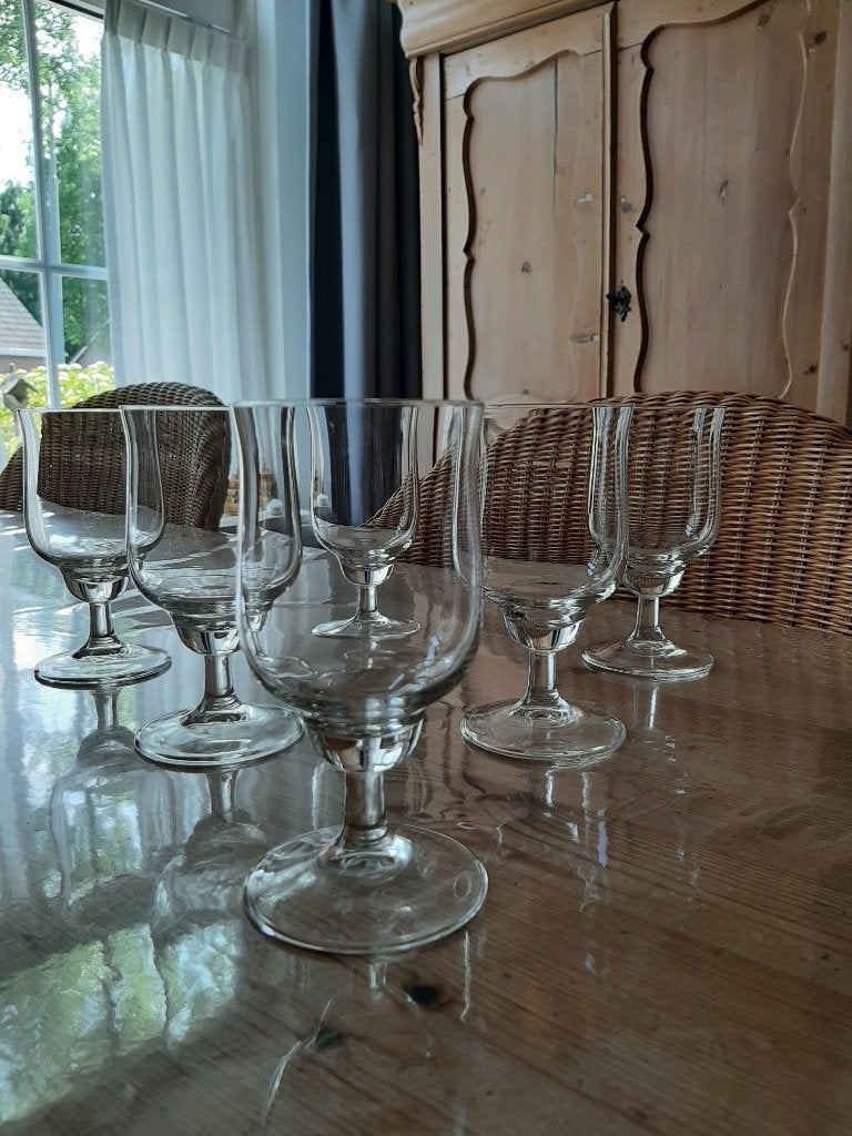 VINTAGE - ROYAL LEERDAM , AMBASADOR - 6 WIJNGLAZEN, Huis en Inrichting, Nieuw, Ophalen of Verzenden, Effen, Overige materialen