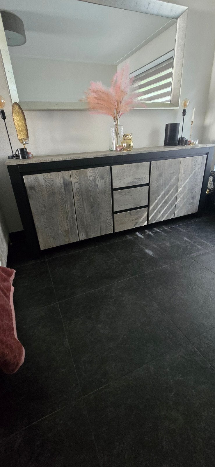 dressoir zwart /vergrijsd eiken, Ophalen, Eikenhout, Met lade(s), Zo goed als nieuw