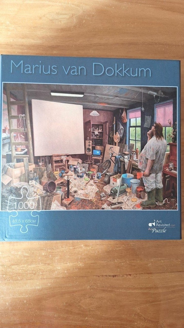 Marius van Dokkum puzzel - Wachten op inspiratie 1000 stukje, Ophalen of Verzenden, 500 t/m 1500 stukjes, Zo goed als nieuw, Legpuzzel