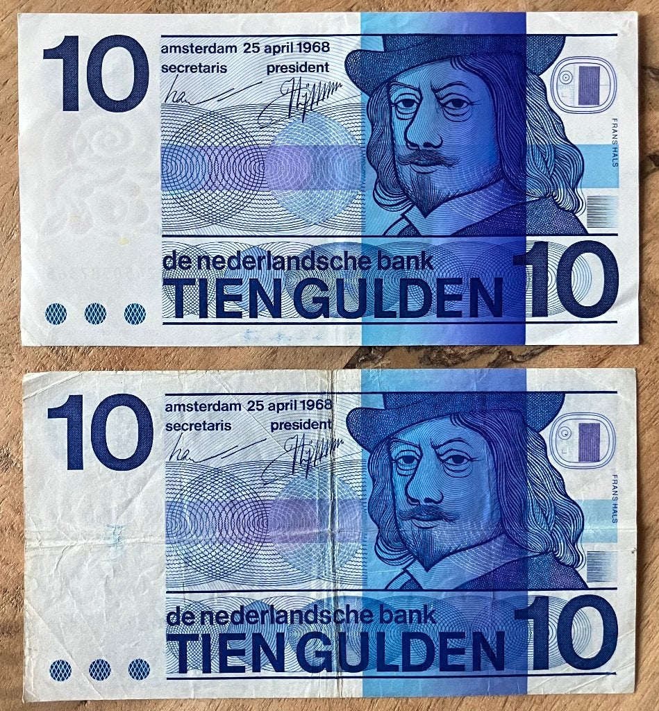 2 x 10 gulden Frans Hals (normaal en Bulls Eye), Ophalen, 10 gulden