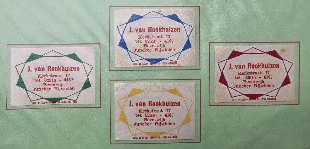 Juncker Rijwielen J. van Rookhuizen te Beverwijk, Verzamelen, Ophalen of Verzenden, Zo goed als nieuw, Luciferdoosjes of -merken
