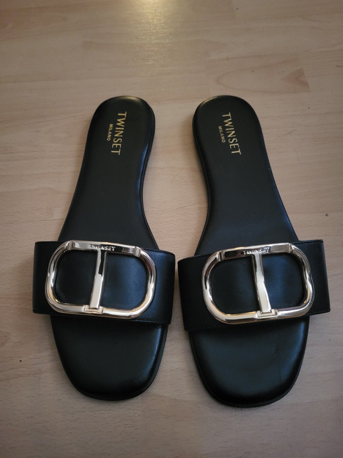Twinset Slippers Zwart Goud Maat 41 Nieuw, Slippers, Twinset, Zwart, Nieuw