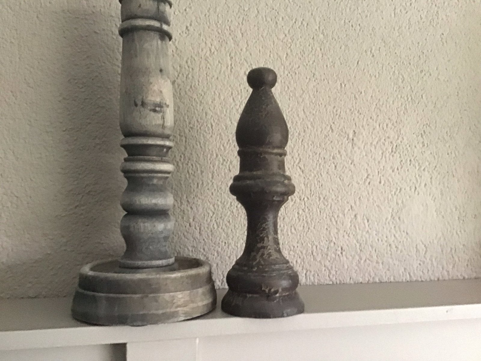 Decoratieve houten kandelaar en ornament, Ophalen of Verzenden