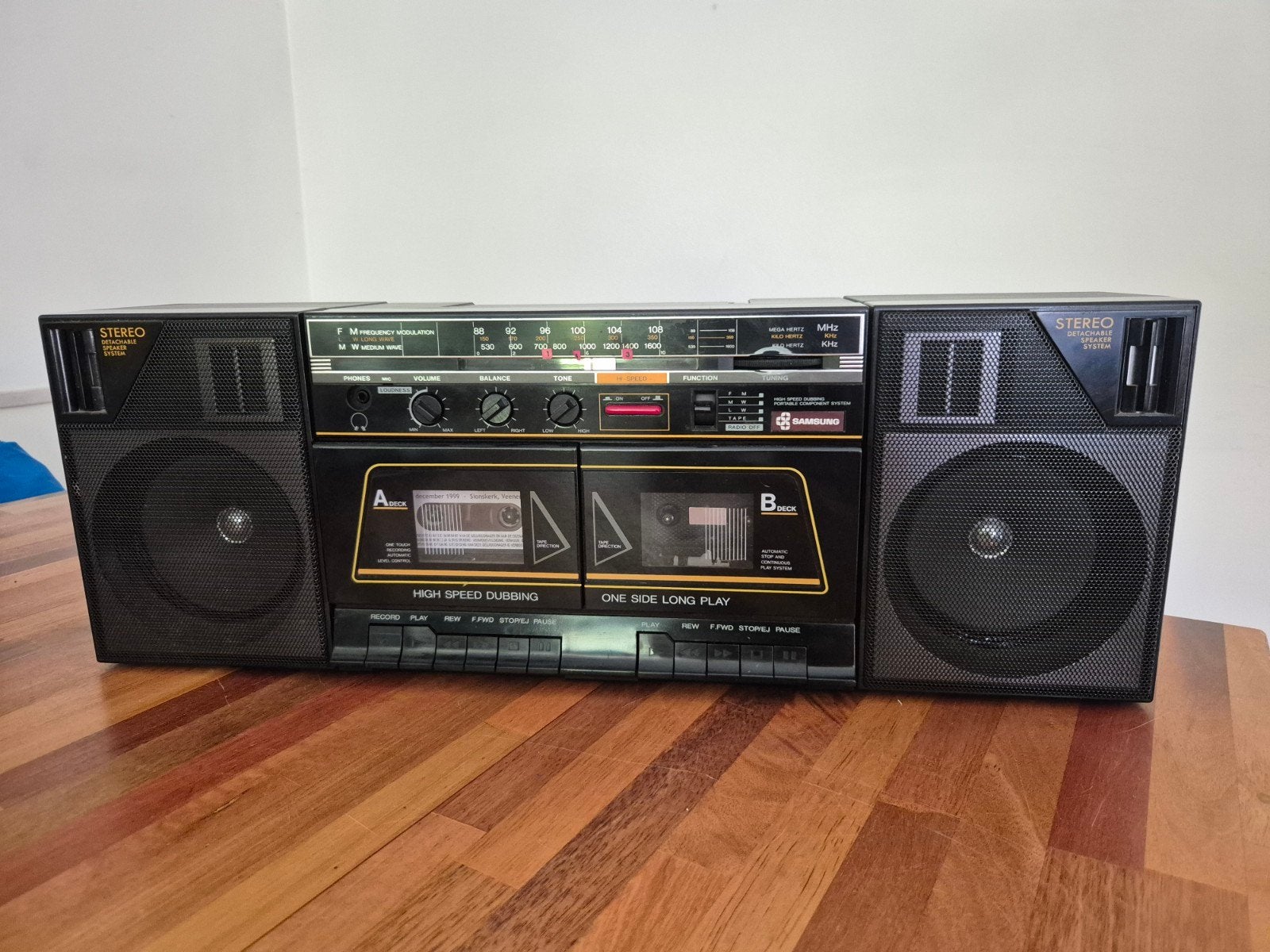 Vintage Samsung Stereo Radio Cassette Recorder Boombox, Ophalen of Verzenden, Gebruikt, Radio