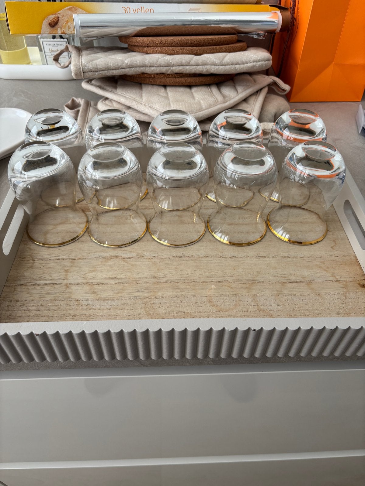 Nieuwe Turkse theeglazen met gouden rand, Huis en Inrichting, Ophalen, Nieuw, Glas, Glas of Glazen