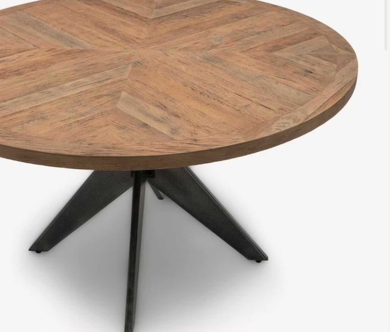 Ronde eettafel van Riviera Maison, eikenhout en metaal, Huis en Inrichting, Tafels | Eettafels, Ophalen, 100 tot 150 cm, Nieuw
