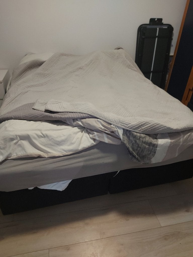 Boxspring 160200 van jysk, Huis en Inrichting, Slaapkamer | Boxsprings, Ophalen, Gebruikt, Zwart, Tweepersoons
