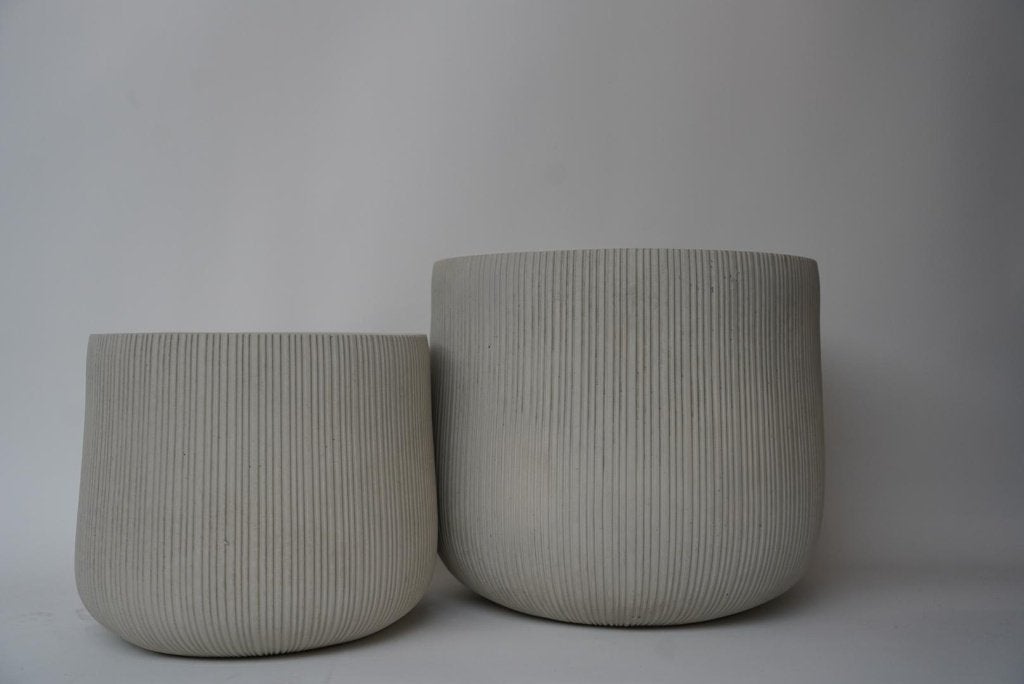 beige plantenbak, set van 2, Tuin en Terras, Overige materialen, Minder dan 60 cm, Rond, Nieuw