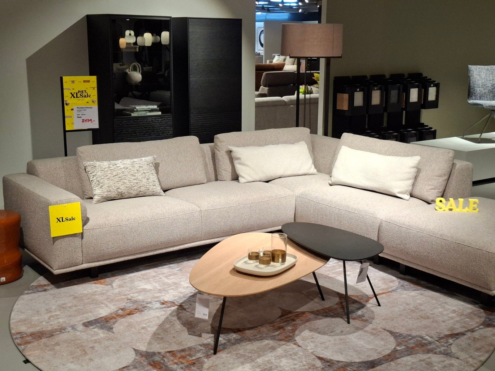 Showroommodel Enzo Luca Hoekbank Fabian 310x285cm, Ophalen, Nieuw, Stof