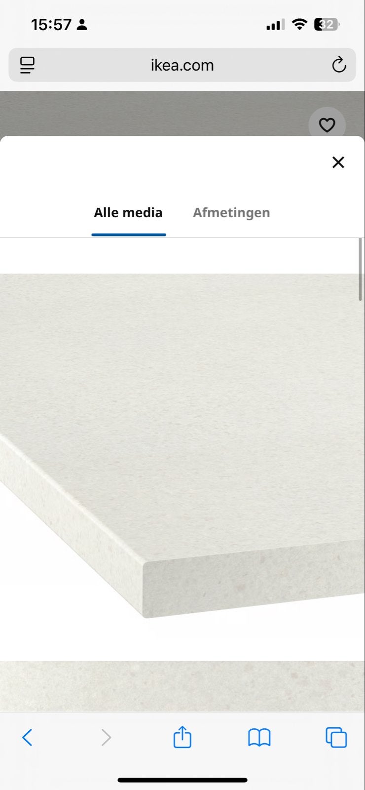 IKEA SÄLJAN Werkblad wit/lichtgrijs steenpatroon 186x3.8 cm, Ophalen, Overige typen, IKEA, Zo goed als nieuw