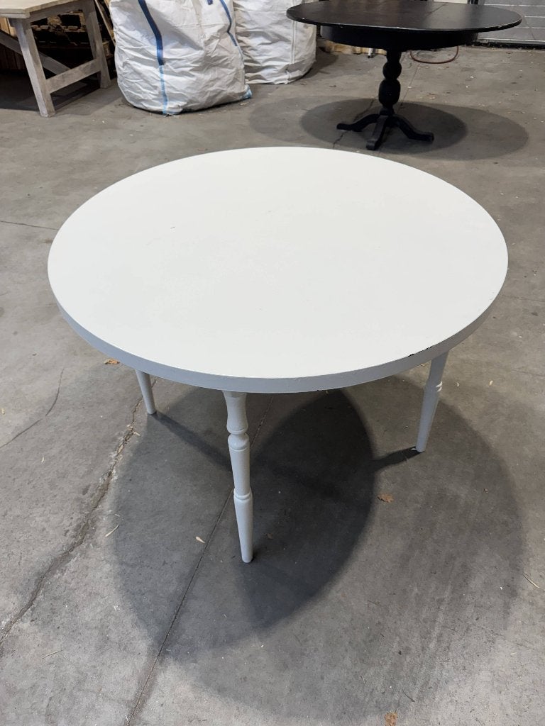 Ronde witte tafel - Eettafel / Bijzettafel, Ophalen, Gebruikt, Rond, Overige houtsoorten