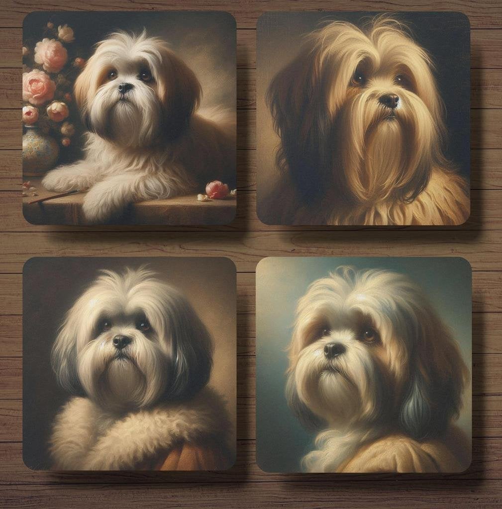 Lhasa Apso Rembrandt stijl onderzetters met houder, Ophalen of Verzenden, Nieuw