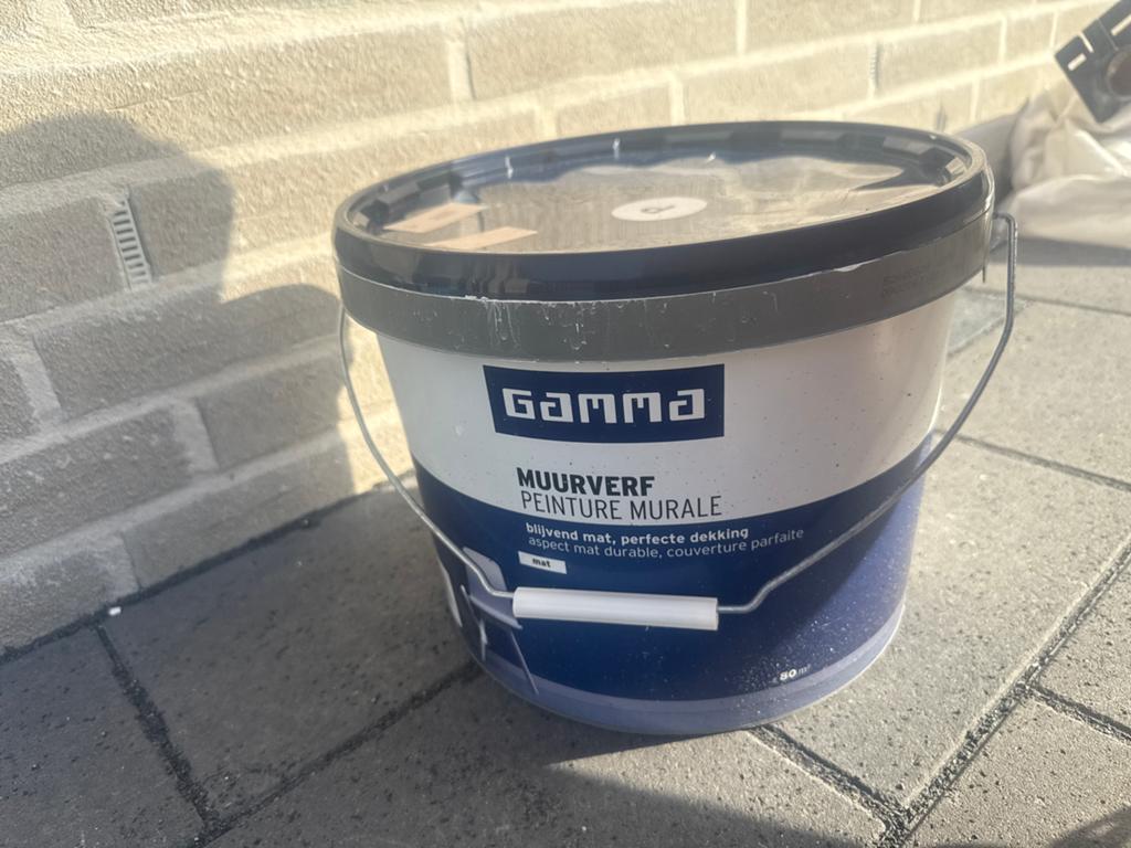 Nieuwe Gamma muurverf 10L – beige – ongebruikt, Ophalen, Beige, Nieuw, Verf