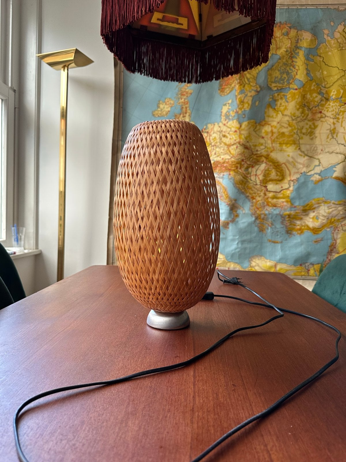 IKEA BÖJA Tafellamp Bamboe Rotan - Sfeervolle Verlichting, Ophalen, Met schakelaar, Natuurlijk materiaal, E14 (klein)