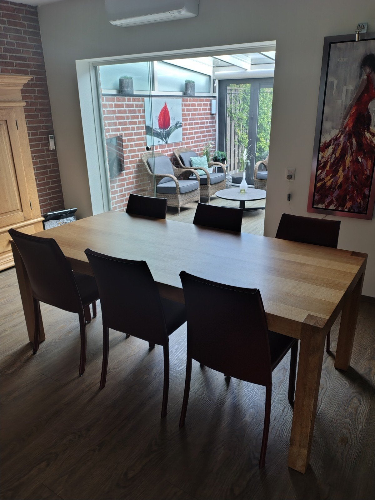 Massief eiken eettafel - 92x200cm, Huis en Inrichting, Tafels | Eettafels, Ophalen, Gebruikt, Eikenhout, 200 cm of meer