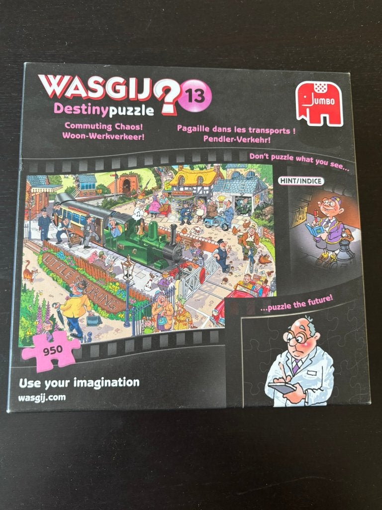 Wasgij puzzel 13 - 950 stukjes - Commuting Chaos - Compleet, Ophalen of Verzenden, 500 t/m 1500 stukjes, Gebruikt, Legpuzzel