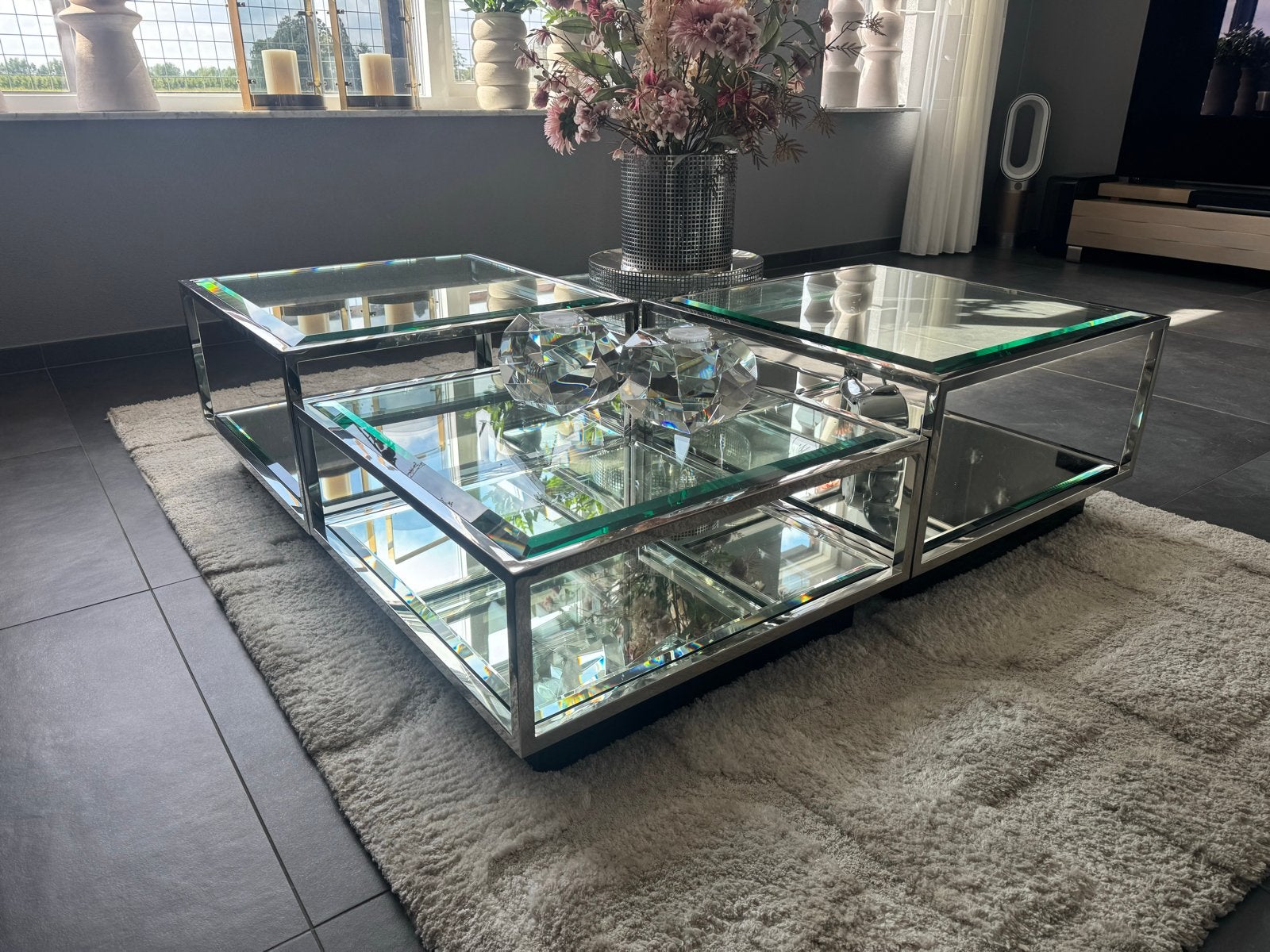 Eichholtz salontafel Zgan, 100 tot 150 cm, Ophalen of Verzenden, Glas, Zo goed als nieuw