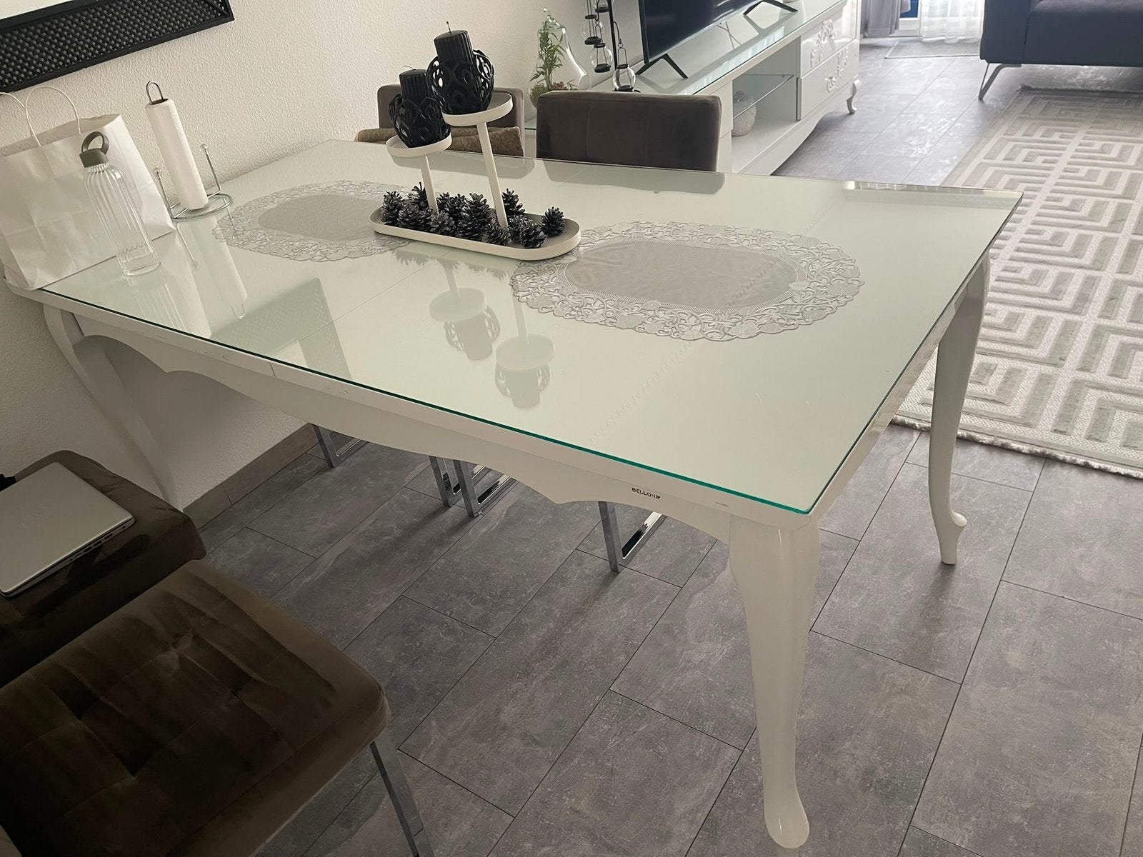 Eettafel wit, Huis en Inrichting, Tafels | Eettafels, Ophalen, Gebruikt, 200 cm of meer, 50 tot 100 cm