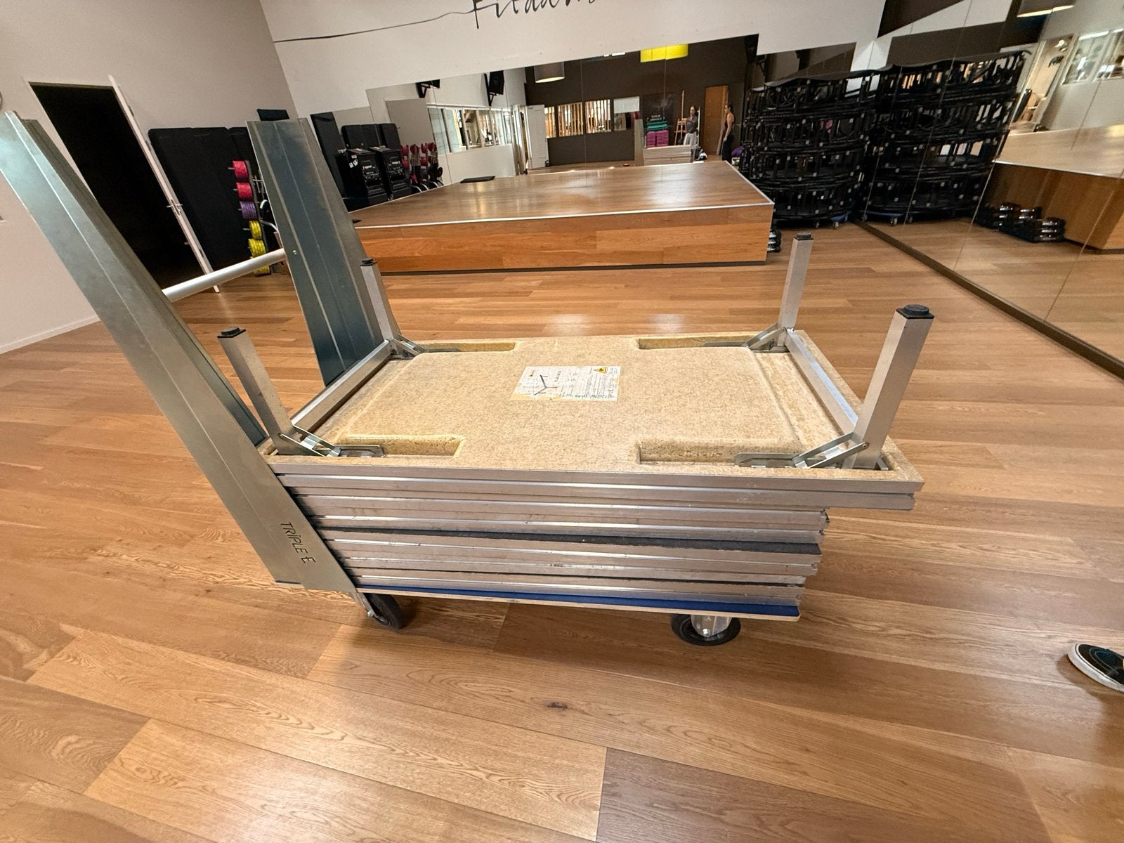 6 Podiumplaten Flax-Deck 150x75x8cm met transportkar, Ophalen, Gebruikt