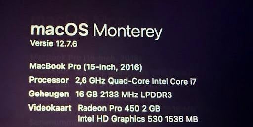 MacBook Pro 15" (Late 2016) – i7 – 16GB - Touch Bar + Case, Ophalen of Verzenden, 15 inch, MacBook Pro, 2 tot 3 Ghz