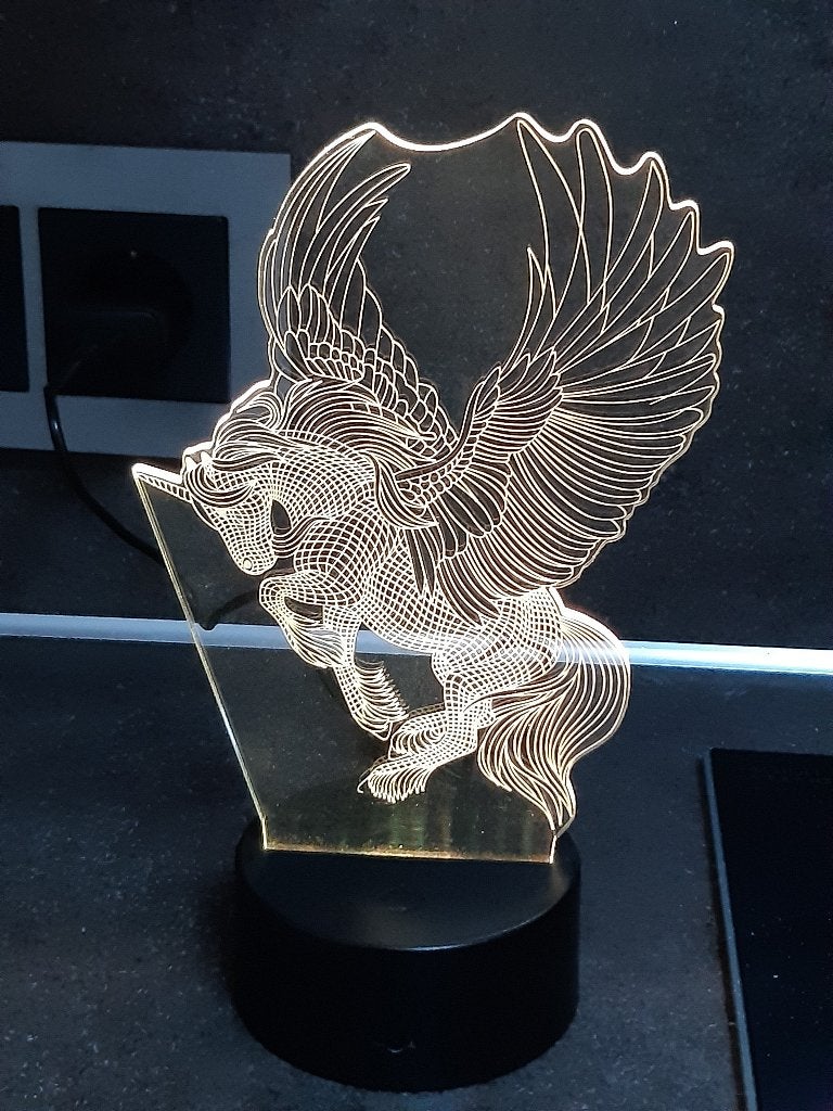 Usb acryl lampje eenhoorn paard nieuw, Verzenden, Zo goed als nieuw, Lamp