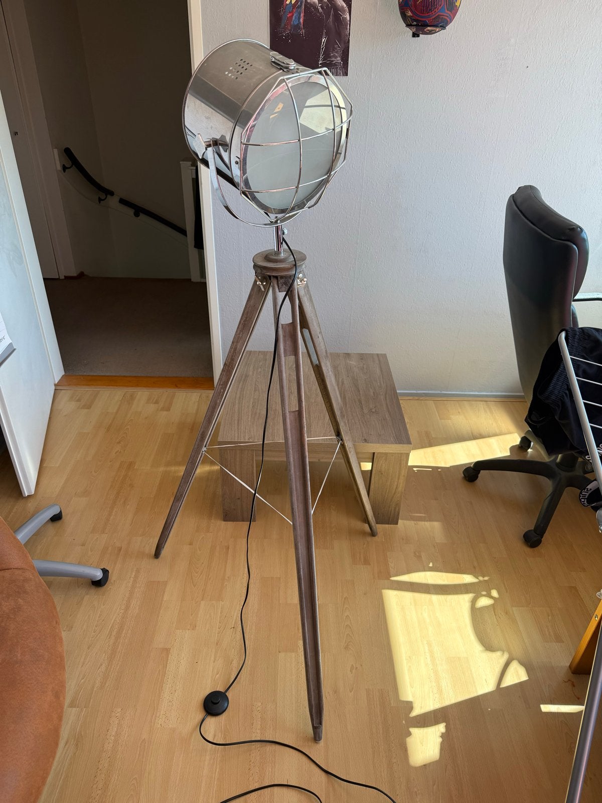 Vintage Studio Lamp op Statief - Industriële Stijl, Ophalen, E27 (groot), Zo goed als nieuw, Metaal