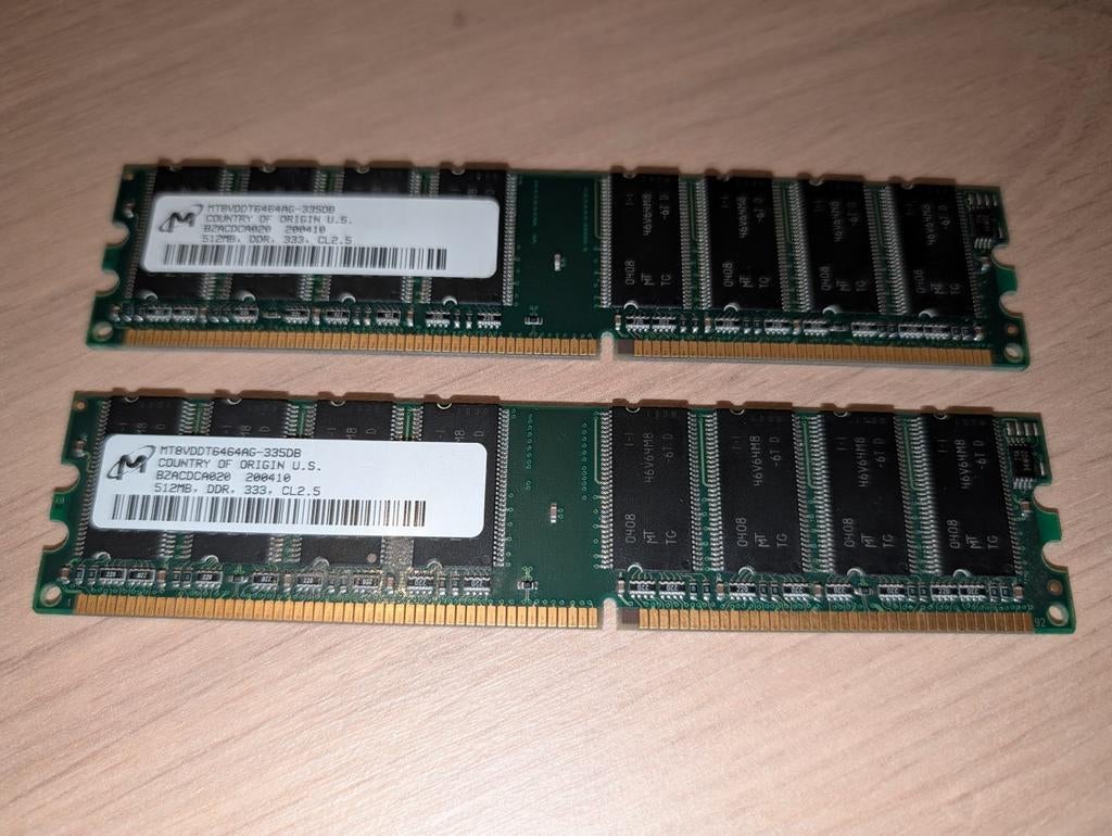Micron DDR RAM 512MB 333MHz, Computers en Software, RAM geheugen, Ophalen of Verzenden, DDR, Desktop
