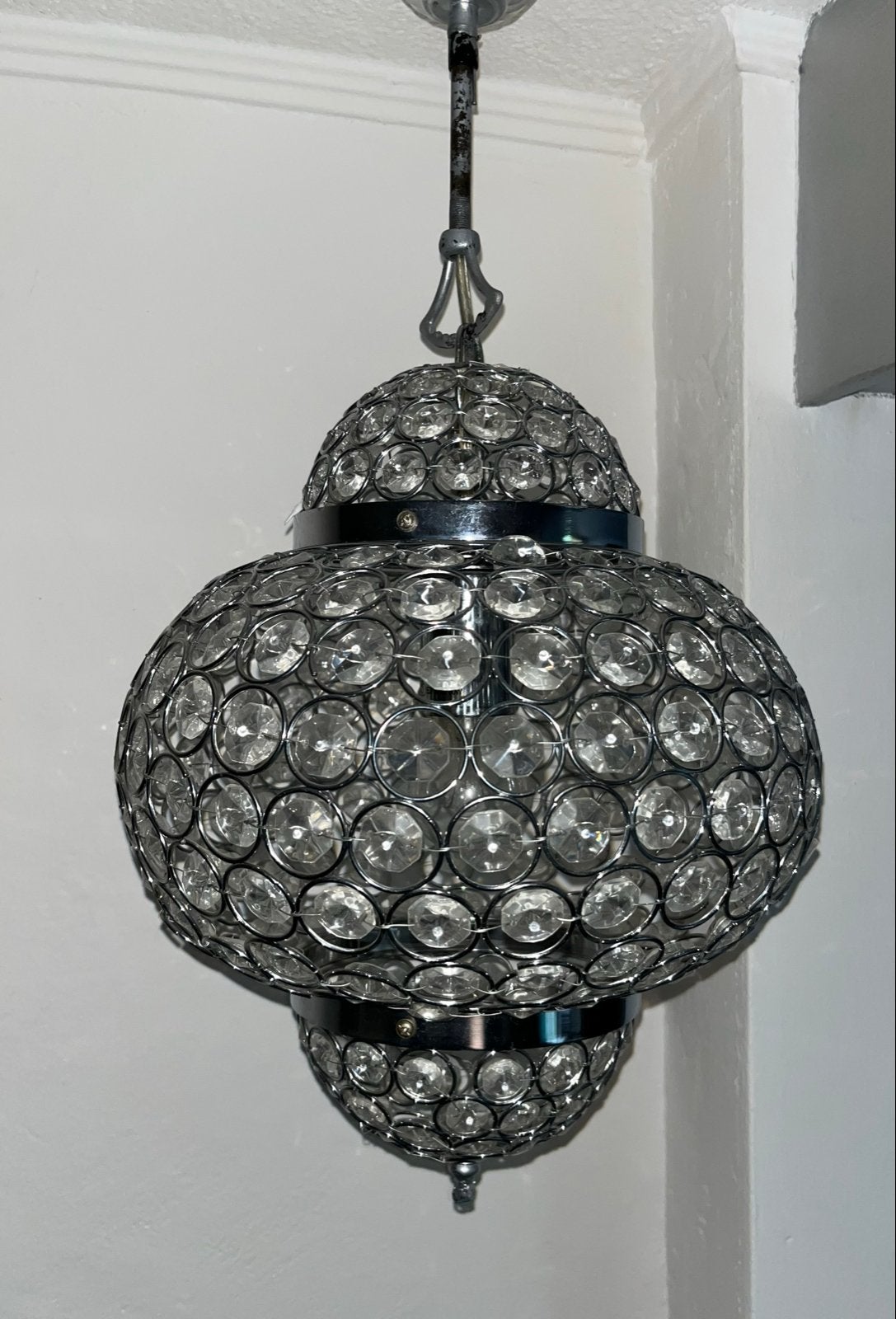 Oosterse kristallen hanglamp - Sfeervolle verlichting, Huis en Inrichting, Ophalen of Verzenden, Gebruikt, Glas, E27 (groot)
