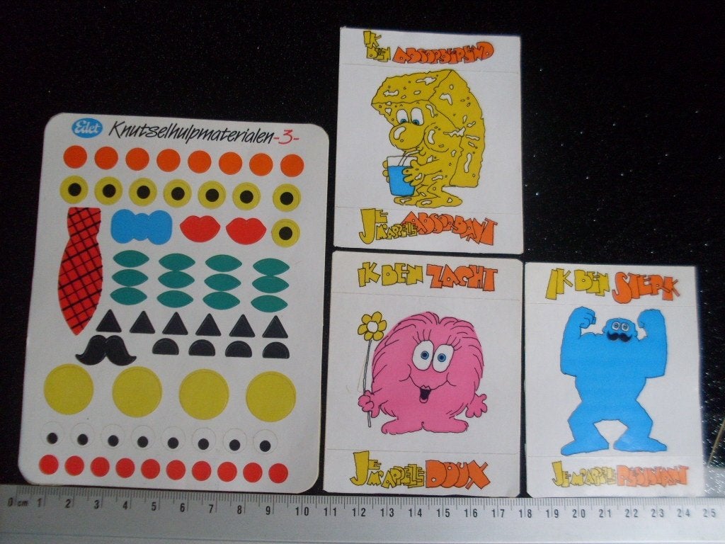 4x sticker mister Edet knutsel hulp materialen vintage, Verzamelen, Verzenden, Zo goed als nieuw, Merk