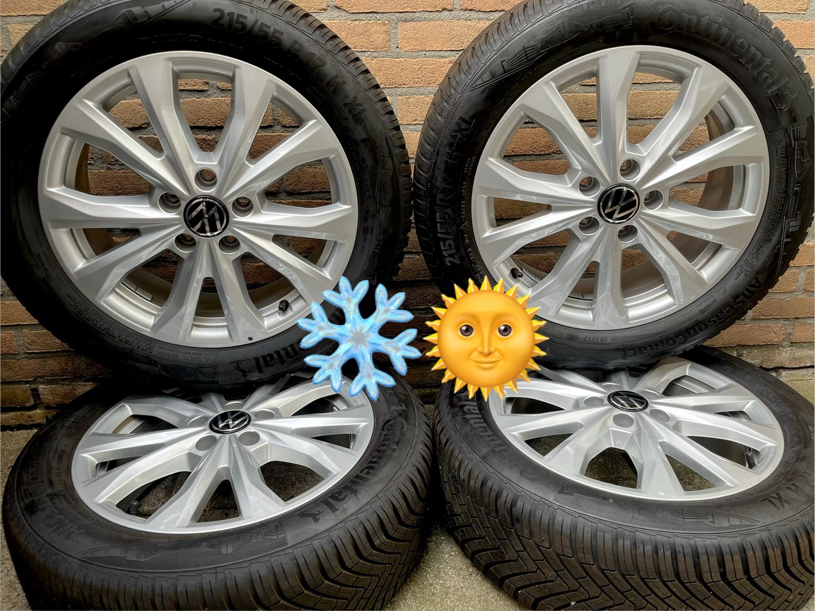 NIEUWE 17” orig Vw Caddy Continental 4season set pass ook …., 215 mm, Banden en Velgen, Nieuw, 17 inch