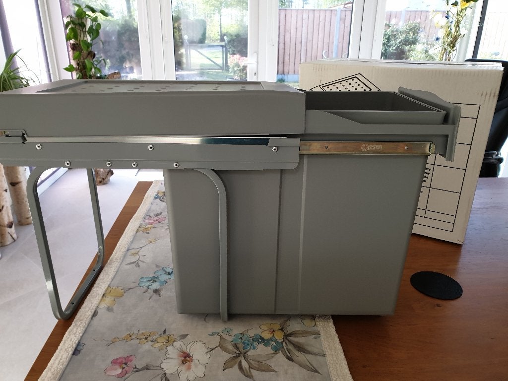 afvalbak uitschuifbaar 30l - grijs nieuw ongebruikt, 20 tot 30 liter, Ophalen of Verzenden, Nieuw, Kunststof