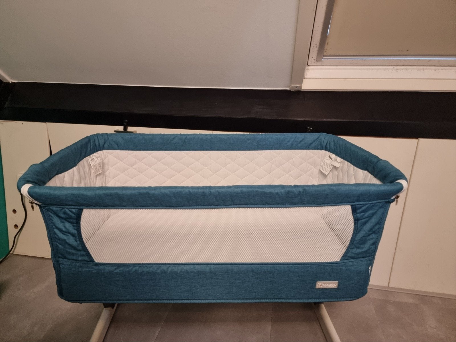 Baby Go Co-sleeper - Blauw - Zo goed als nieuw, Ophalen, Zo goed als nieuw, Minder dan 140 cm, Minder dan 70 cm