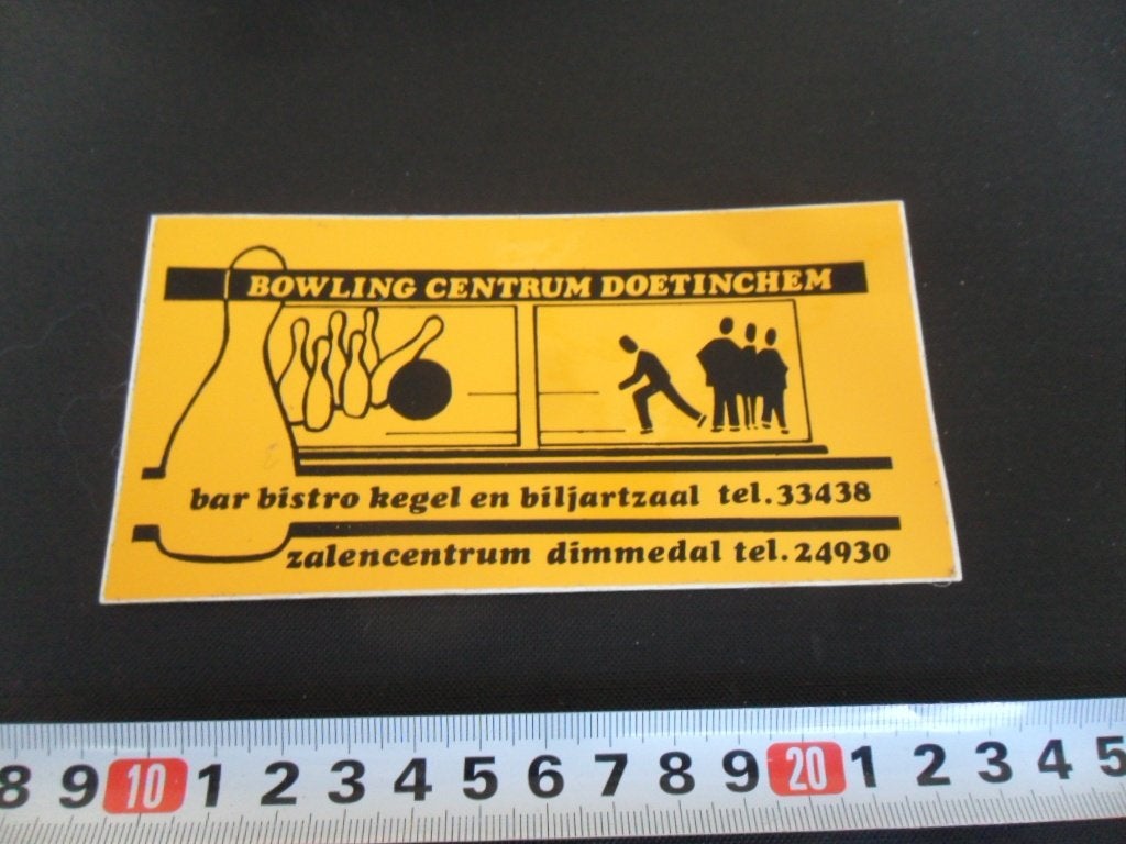 sticker Doetinchem Bowling Centrum bar bistro kegel en Bilj*, Ophalen of Verzenden, Zo goed als nieuw