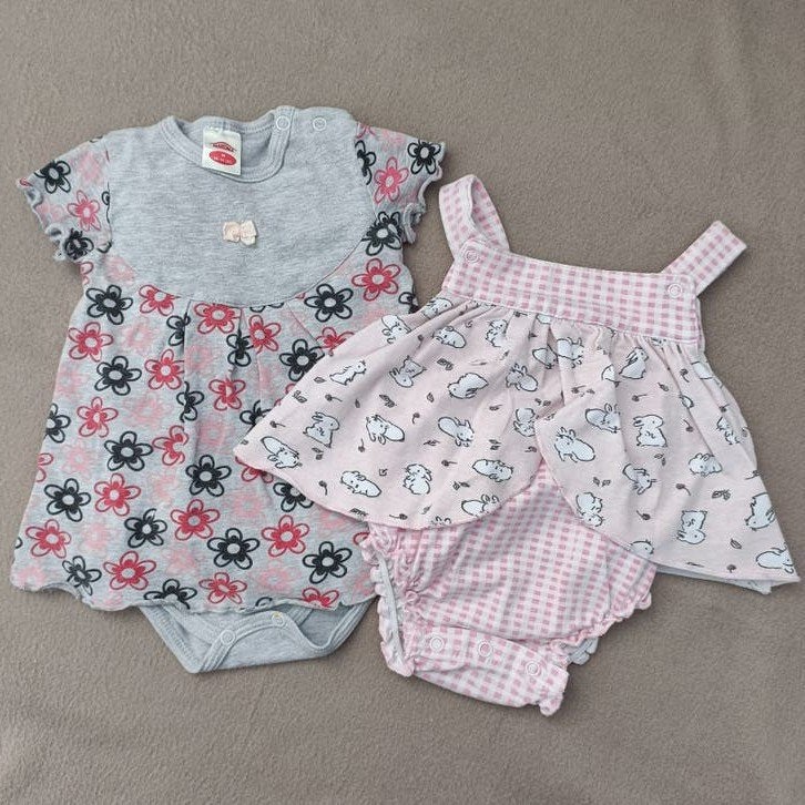 2 schattige Makoma jurkjes/rompertjes maat 68, Kinderen en Baby's, Babykleding | Maat 62, Ophalen, Gebruikt, Meisje, Jurkje of Rokje