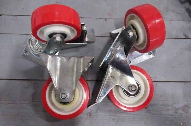 SET van 2x bok en 2x zwenk-remwiel 125 mm. 200 kilo NIEUW, Doe-het-zelf en Verbouw, Ophalen of Verzenden, Nieuw