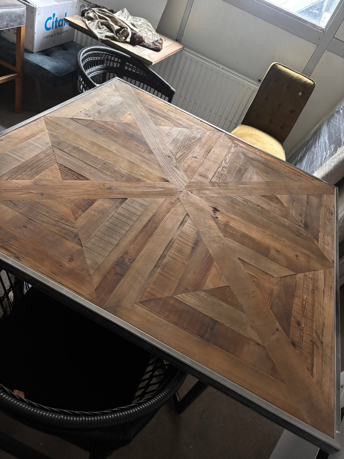 Riviera maison le bar tafel eettafel vierkant, Ophalen, Zo goed als nieuw, Vierkant, 100 tot 150 cm
