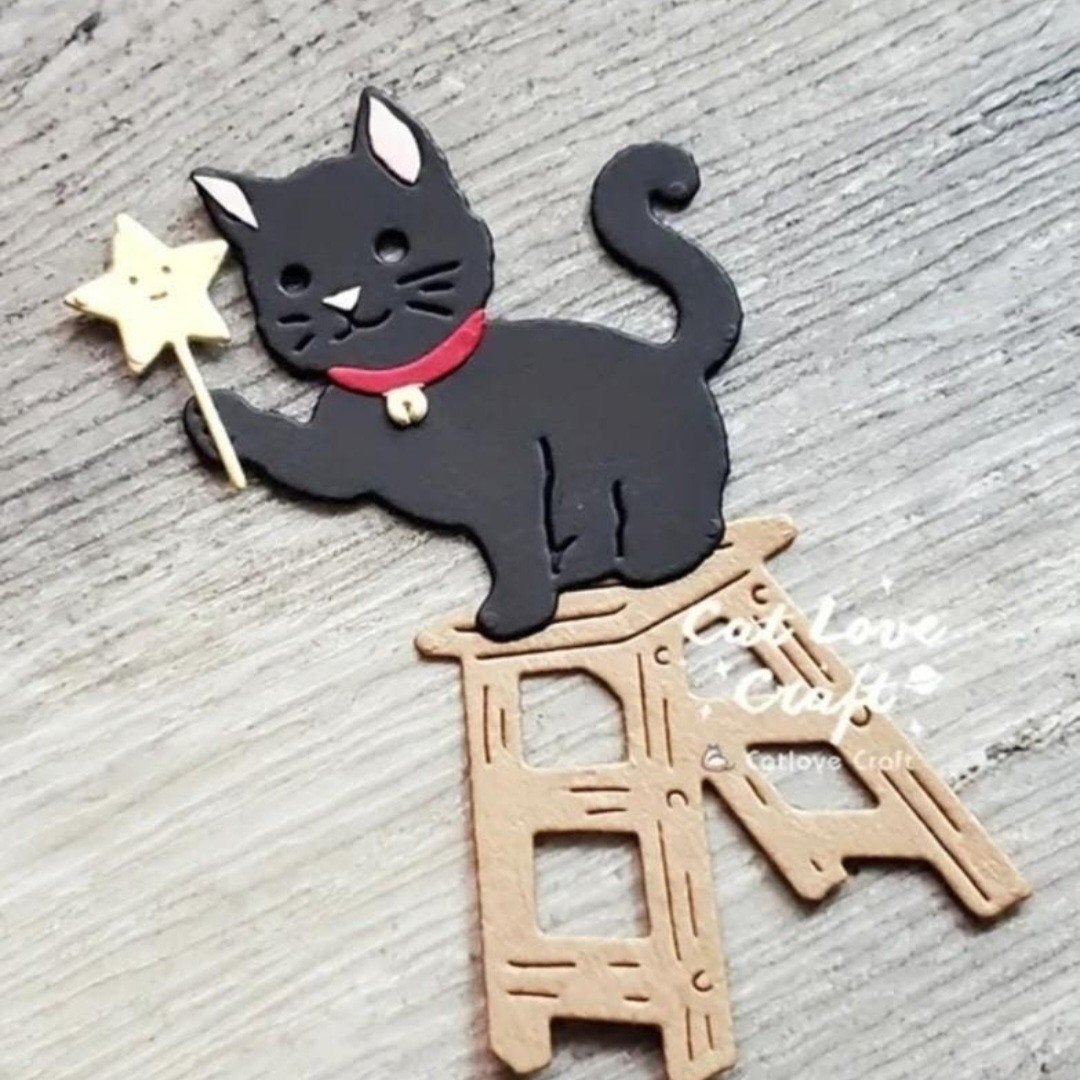 Nieuw  Snijmal poesje op trap, Ophalen of Verzenden, Nieuw, Overige thema's, Pons of Mal