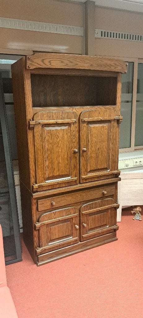 Massief eiken buffetkast met lade en opbergruimte, Huis en Inrichting, Kasten | Buffetkasten, Gebruikt, 200 cm of meer, Ophalen of Verzenden