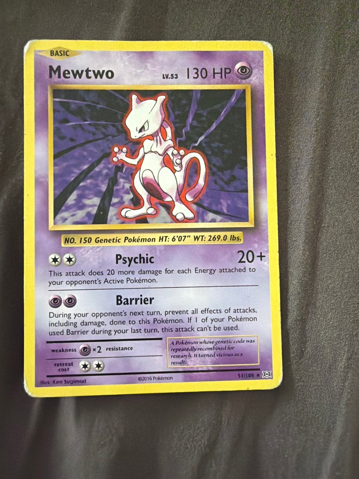 Mewtwo Pokémon kaart, Hobby en Vrije tijd, Ophalen of Verzenden, Gebruikt, Losse kaart