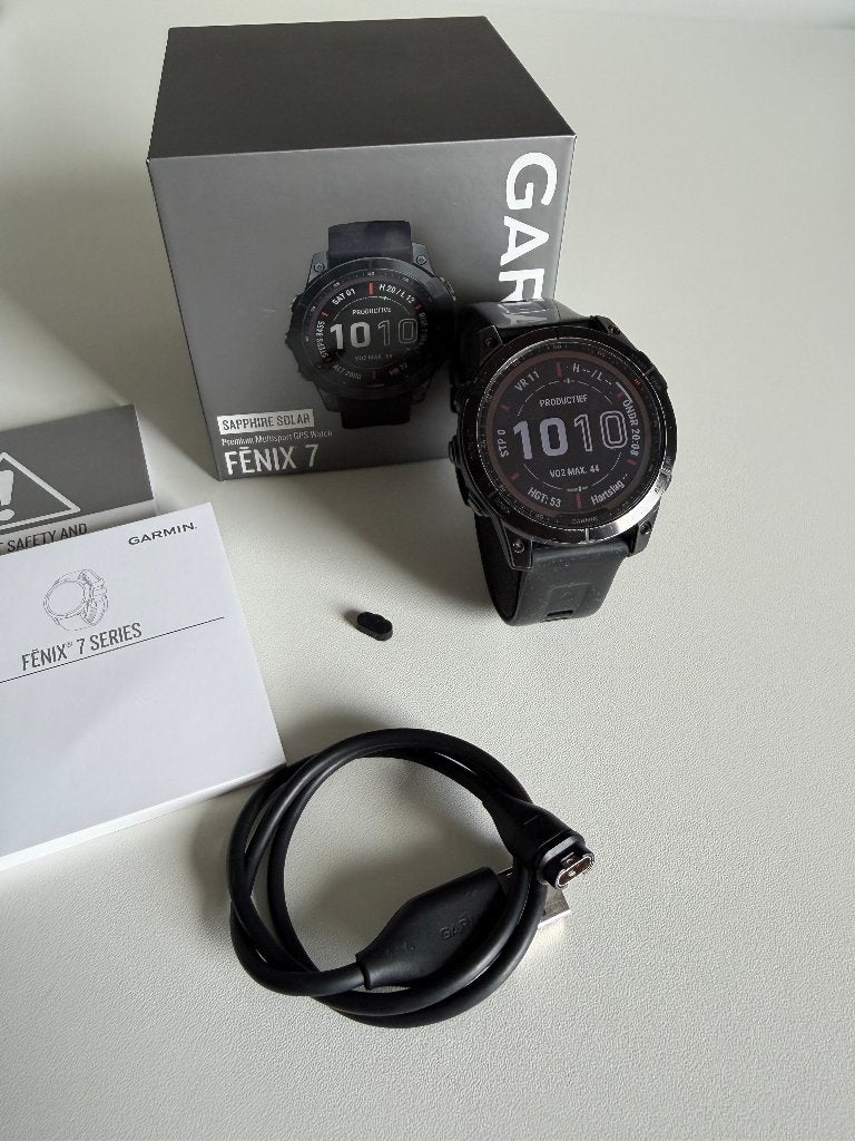 Garmin • Fēnix 7 • Sapphire Solar • 47mm • Titanium • Black, Ophalen, Gebruikt, Zwart, Waterdicht